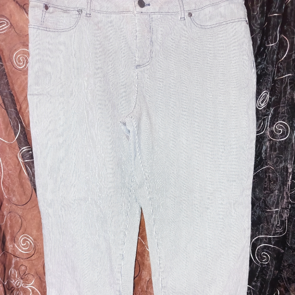 New Womens Striped Jeans Size 14p by Talbots